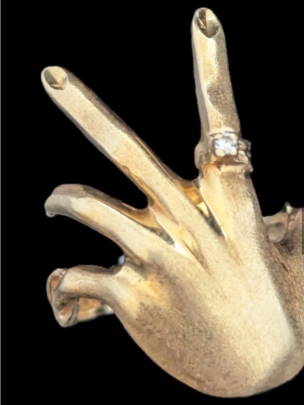 Vintage 1970s 14K Yellow Gold Modernist Diamond Statement Ring - 7.58 G - Sz 7.5 - Picture 3 of 12